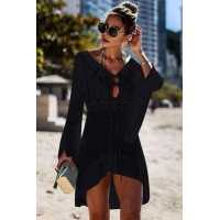 Black Crochet Knitted Beach Cover up Dress